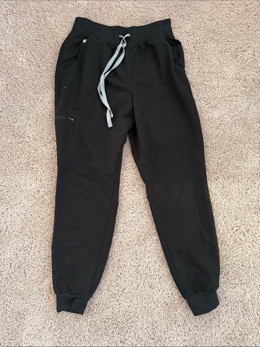Figs Black Jogger Pants with Gray Drawstring